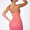 Basel Embellished Strapless Miniklänning i rött och orange ombré