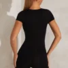 Bea Cap Sleeve Square Neck Unitard i svart