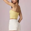 Beata högmidjade A-linje-shorts i Ecru-tvätt
