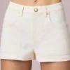 Beata högmidjade A-linje-shorts i Ecru-tvätt