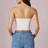 Beata högmidjade A-linje-shorts i mellanblå tvätt