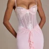 Beatrix Premium Embellished Lace Corset Gown i Baby Pink