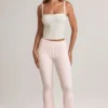 Bebe Modal Foldover Mid-Rise Flared Trousers i randigt mönster