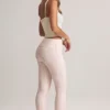 Bebe Modal Foldover Mid-Rise Flared Trousers i randigt mönster