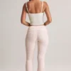 Bebe Modal Foldover Mid-Rise Flared Trousers i randigt mönster