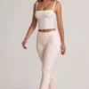 Bebe Modal Foldover Mid-Rise Flared Trousers i randigt mönster