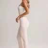 Bebe Modal Foldover Mid-Rise Flared Trousers i randigt mönster