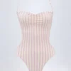 Biarritz baddräkt med utskärningar och halterneck i mauve