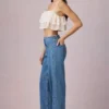 Bobbi Mid-Rise Barrel-Leg Jeans i mellblå tvätt