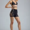 Bonnie-shorts med dekorationer och hög midja i svart