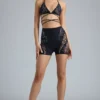 Bonnie-shorts med dekorationer och hög midja i svart