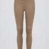 Borstad jersey-leggings med rynkad midja i färgen Mocha Marl