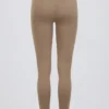 Borstad jersey-leggings med rynkad midja i färgen Mocha Marl