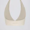 Borstad jersey-sport-BH med V-ringning i ivory marl