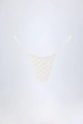 Bosa bikinibyxor med snörning i broderie anglaise i vitt