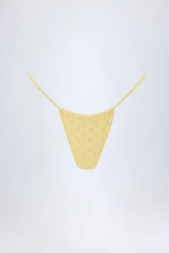 Bosa Broderie Anglaise bikinibyxor med dragsko i citrongult