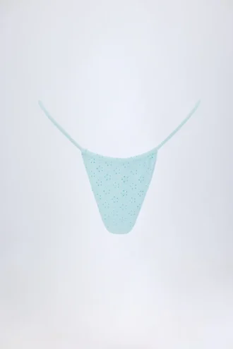 Bosa Broderie Anglaise bikinibyxor med dragsko i puderblått