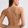 Bralette i frotté med rund halsringning i mokkabrun