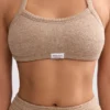 Bralette i frotté med rund halsringning i mokkabrun