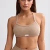 Bralette i frotté med rund halsringning i mokkabrun