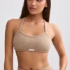 Bralette i frotté med rund halsringning i mokkabrun
