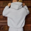 Broderad oversized-hoodie i gråmelerad