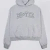 Broderad oversized-hoodie i gråmelerad