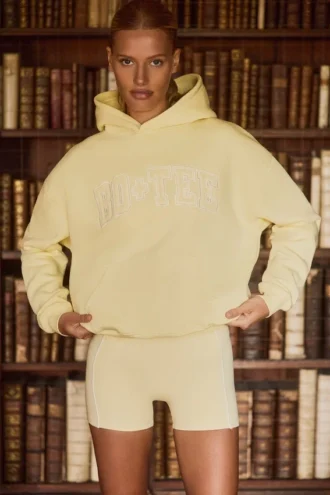 Broderad oversized-hoodie i mjukgul
