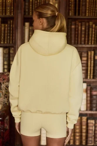 Broderad oversized-hoodie i mjukgul