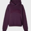 Broderad oversized-hoodie i plommon