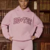 Broderad oversized-hoodie i puderrosa