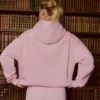 Broderad oversized-hoodie i puderrosa