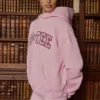 Broderad oversized-hoodie i puderrosa