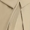 Bruna vävd twill-miniklänning med veck och överlappande snitt i taupe
