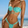 Cagliari Ruched Thong Bikinibyxor i blått mönster