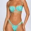 Cagliari Ruched Thong Bikinibyxor i blått mönster