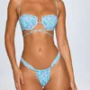 Cagliari rynkad stringbikinibyxa i pastellfärgat muti-mönster