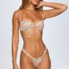 Corsica bikinitopp med bygel och flera band i ljust mönster