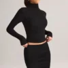 Cali Modal Ruched Mid-Rise Mini Kjol i svart