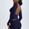 Cali Modal Ruched Mid-Rise Mini Kjolar i True Navy