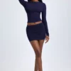 Cali Modal Ruched Mid-Rise Mini Kjolar i True Navy