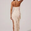 Calico Cross Strap Ruffle Floor Length Klänning i ivory