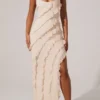 Calico Cross Strap Ruffle Floor Length Klänning i ivory