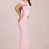 Calisse asymmetrisk draperad maxiklänning i Blossom Pink