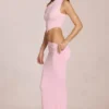 Calisse asymmetrisk draperad maxiklänning i Blossom Pink