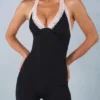 Calla Modal Lace-Trim Capri Jumpsuit  i svart