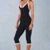 Calla Modal Lace-Trim Capri Jumpsuit  i svart