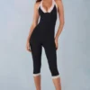 Calla Modal Lace-Trim Capri Jumpsuit  i svart