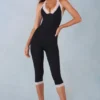 Calla Modal Lace-Trim Capri Jumpsuit  i svart