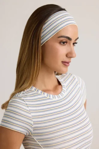 Candy Modal Ribbed Headband i blå och gul rand